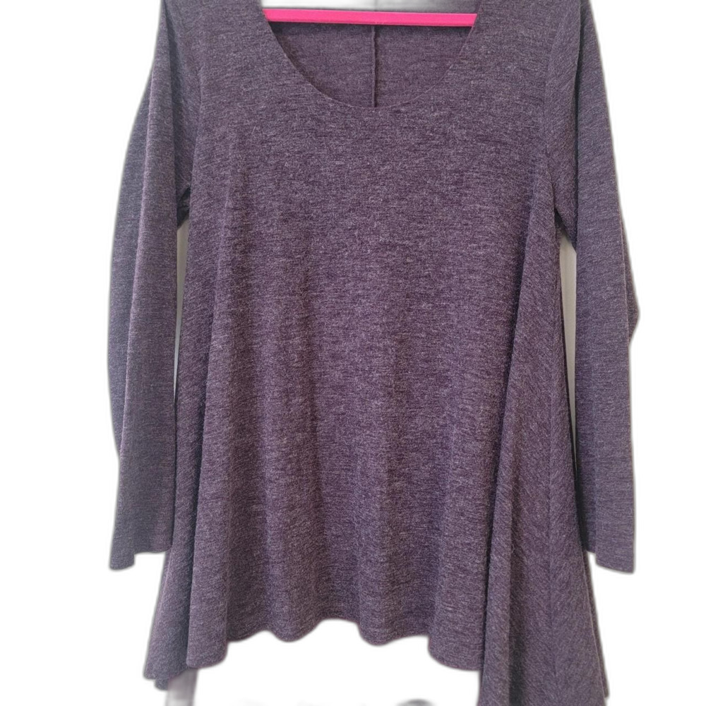 Umgee Purple Long Sleeve Top Flowy Hem Size L Boho